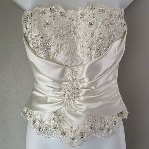 Beaded Bridal Cream Embellished Corset Top xs